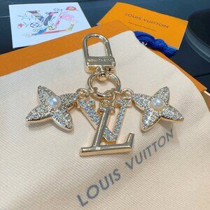 Louis Vuitton Sparkling Keychain with Crystals and Pearls
